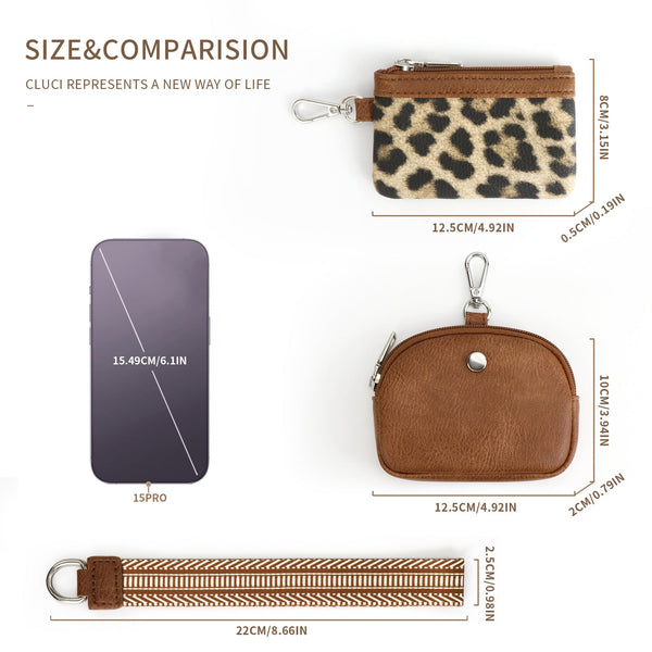Leopard Brown Stylish Mini Wristlet Wallet Nylon Multi Compartment Design Wallets