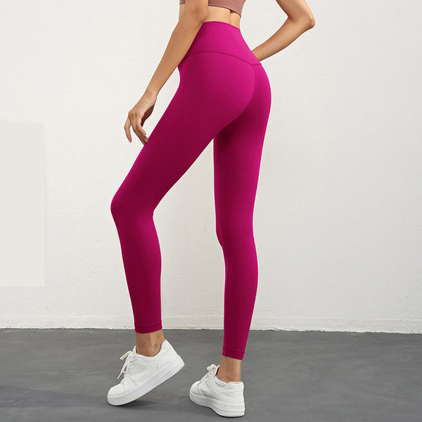 Rose Pink High Waisted Seamless Yoga Pants For Women Tummy Control Butt Lifting Back Waistband Pocket Activewear Pants