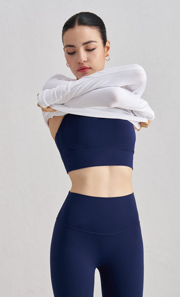 Deep Sea Blue Cross Back Yoga Sports Bra For Women High Support & Shockproof Fitness Sports Bras