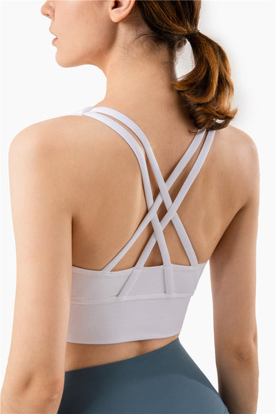 White Cross Back Yoga Sports Bra For Women High Support & Shockproof Fitness Sports Bras