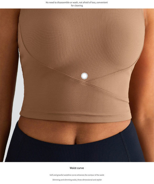 Fixed Cup Sports Bra With Cross Back Design Seamless Yoga For Women Black Sports Bras