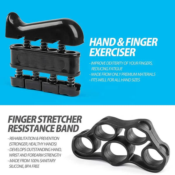 Elosung 1 Sets Of Black 5 Piece Hand Grip Strength Training Adjustable Exerciser Silicone Rings & Ball Placeholder