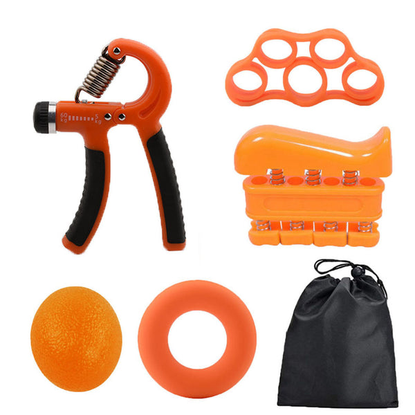 Elosung 1 Sets Of Black 5 Piece Hand Grip Strength Training Adjustable Exerciser Silicone Rings & Ball Other Strength Training