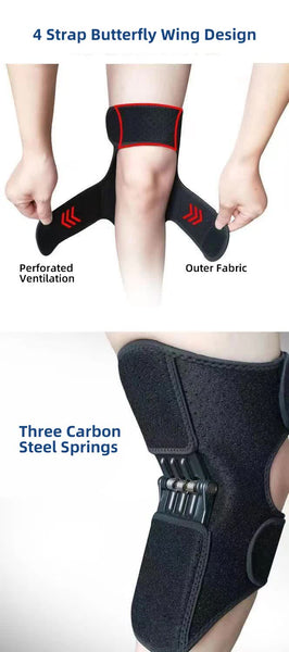 Elosung 1 Pair Black Adjustable Knee Brace Support With Spring Booster Patella Stabilizer For Squats Hiking And Outdoor Sports Orthotics Braces & Slee