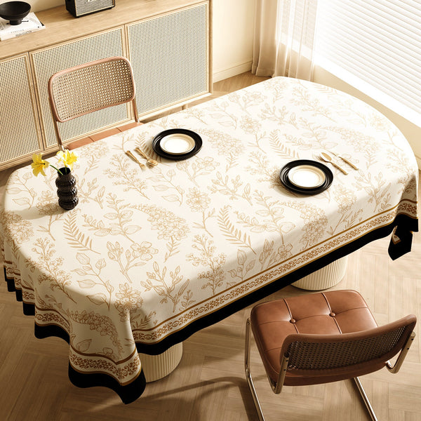 Style A Black And Off White Premium Pvc Tablecloth Oil & Water Resistant Cover For Dining Tables (120 X 180 Cm) Table Cloths