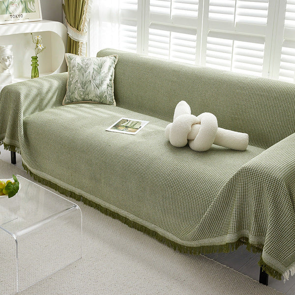Elosung 180X180cm Green Premium Polyester Sofa Throw & Protector For All Seasons Throws & Afghans