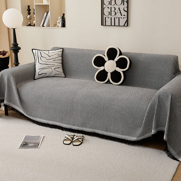 Elosung 180X260cm Dark Grey Woven Polyester Sofa Throw Multi Seasonal Furniture Cover Throws & Afghans