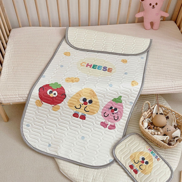 Cheese Pattern 2 Piece Set Kids Cooling Pad 60X120cm Cartoon Latex Mattress Protector Pillow Mattress Toppers & Protectors