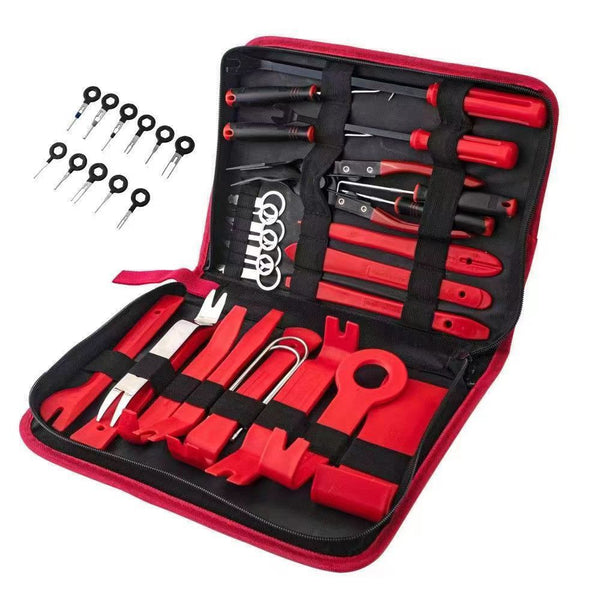 Red 38Pcs Car Interior Trim Removal Tool Kit Durable Pp Material For Car Audio Dashboard Door Panel And Modification Other Car Cleaning