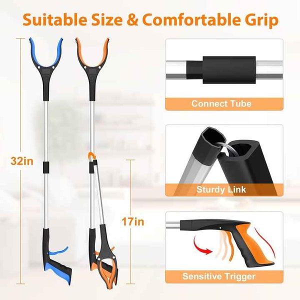 Foldable Grabber Tool With Silicone Non Slip Claws Ideal For Litter Picking Outdoor Use Household Cleaning Cleaning Products