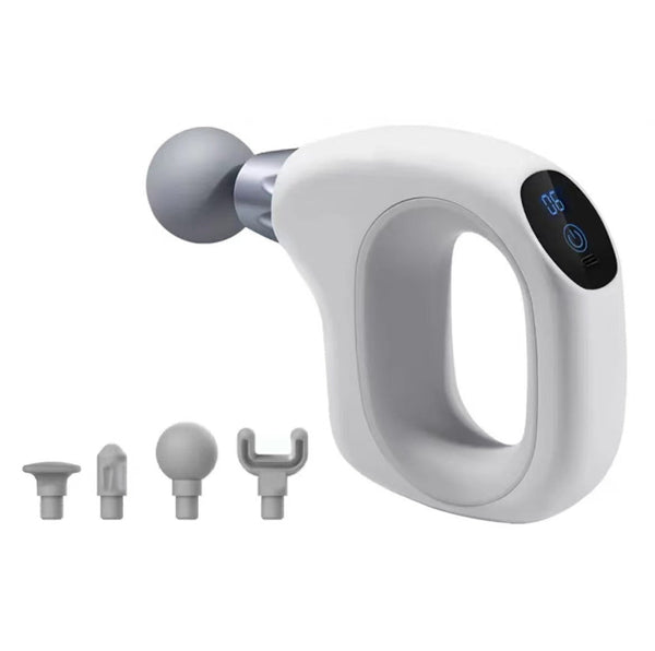 White Mini Handheld Fascia Gun – Quiet Portable And Adjustable 12 Speed Muscle Massager For Neck Back And Full Body Relief Abs+Trp Material Massagers