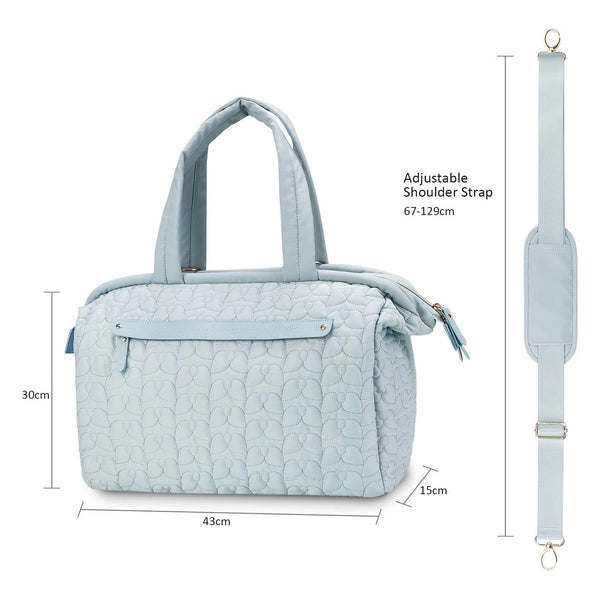 Blue Quilted Pattern Large Capacity Mummy Bag Stylish Baby Diaper For Moms Stroller With Multiple Compartments Nappy Bags