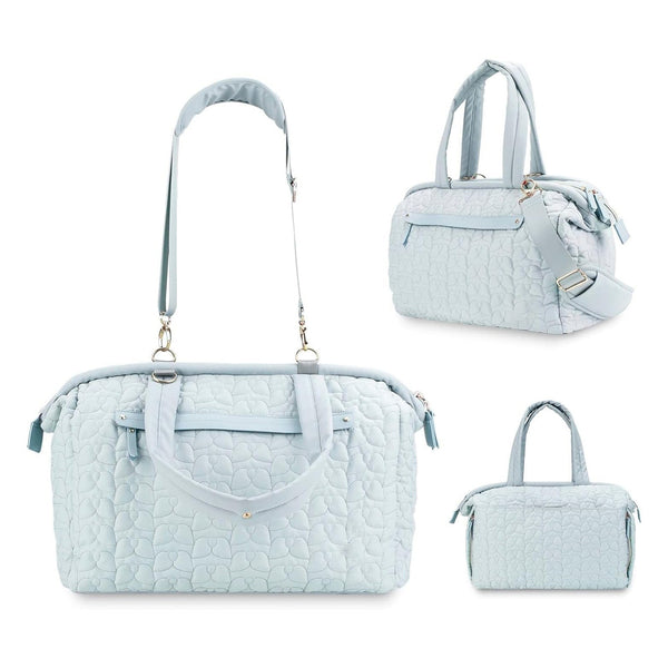 Blue Quilted Pattern Large Capacity Mummy Bag Stylish Baby Diaper For Moms Stroller With Multiple Compartments Nappy Bags