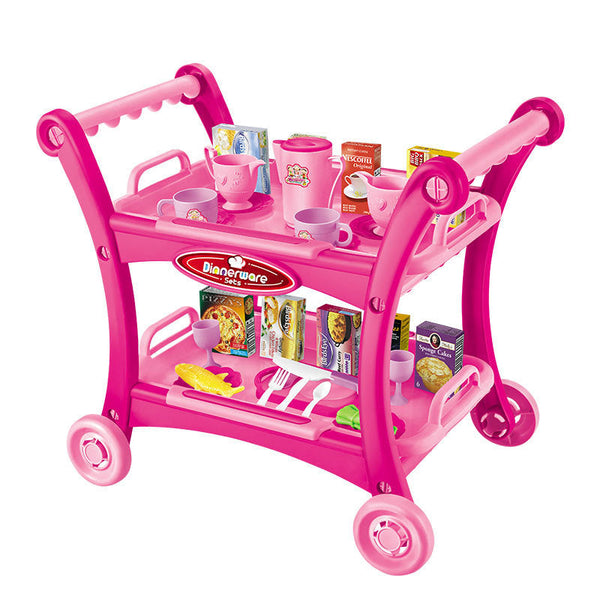 Pink Childrens Pretend Play Kitchen Cart Set With Toys Roleplay Cooking Accessories Pretend Kitchens