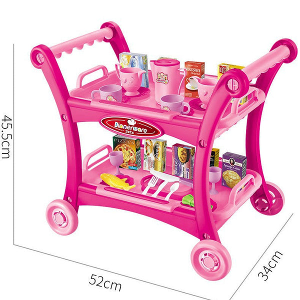 Red Childrens Pretend Play Kitchen Cart Set With Toys Roleplay Cooking Accessories Pretend Kitchens