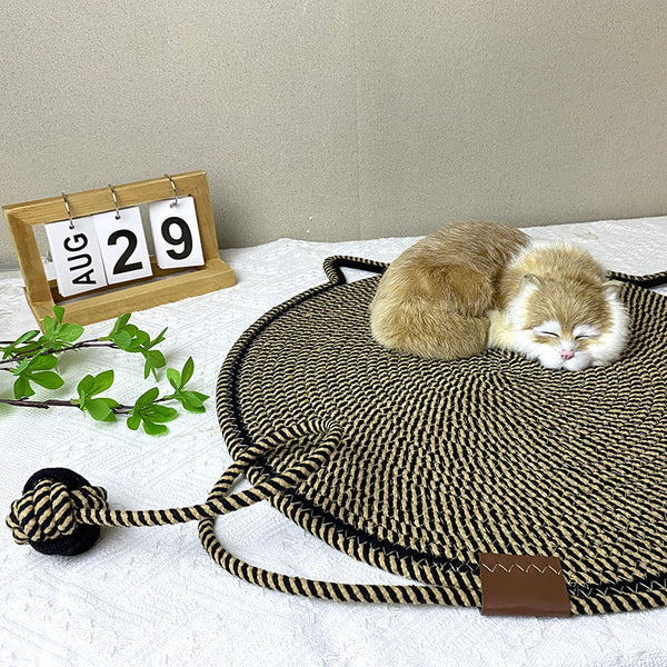 Black Brown Durable Cat Scratching Mat With Toy Ball Washable Multi Functional 50Cm Furniture & Scratchers