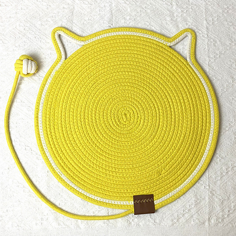 3 Pcs Yellow Durable Cat Scratching Mat With Toy Ball Washable Multi Functional 50Cm Diameter Furniture & Scratchers