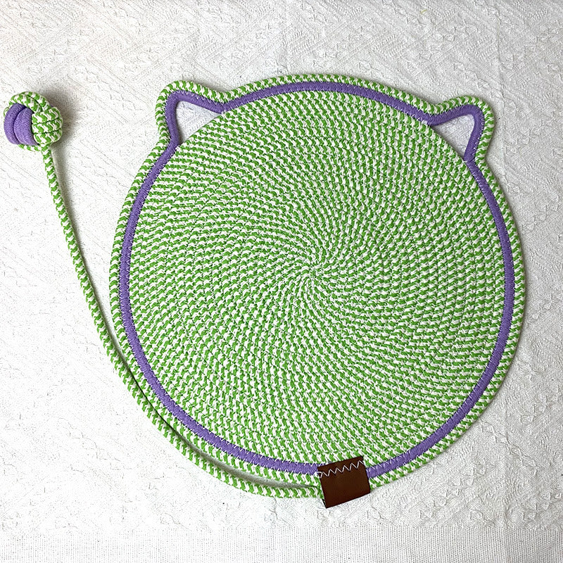 3 Pcs Green Durable Cat Scratching Mat With Attached Toy Ball Washable Multi Functional Ideal For Cats' Sleeping 50Cm Diameter Furniture & Scratchers