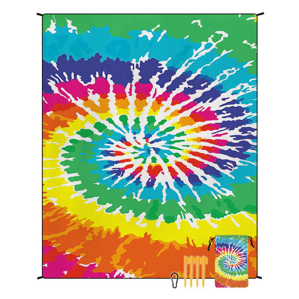 Elosung Colorful Quick Dry Beach Mat Sand Proof Waterproof Outdoor Picnic Blanket Compact Lightweight Picnic Rugs