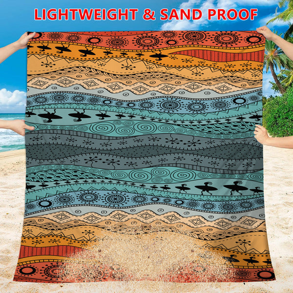 Style Std 001 13 Green White Quick Dry Beach Mat Sand Proof Waterproof Outdoor Picnic Blanket Compact Lightweight Picnic Rugs