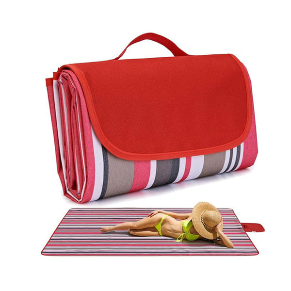 145X180cm Stripes Stitching Premium Picnic Mat Extra Thick Waterproof Oxford Cloth Camping Blanket Picnic Accessories