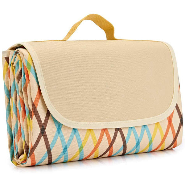 145X180cm Stripes Stitching Premium Picnic Mat Extra Thick Waterproof Oxford Cloth Camping Blanket Picnic Accessories