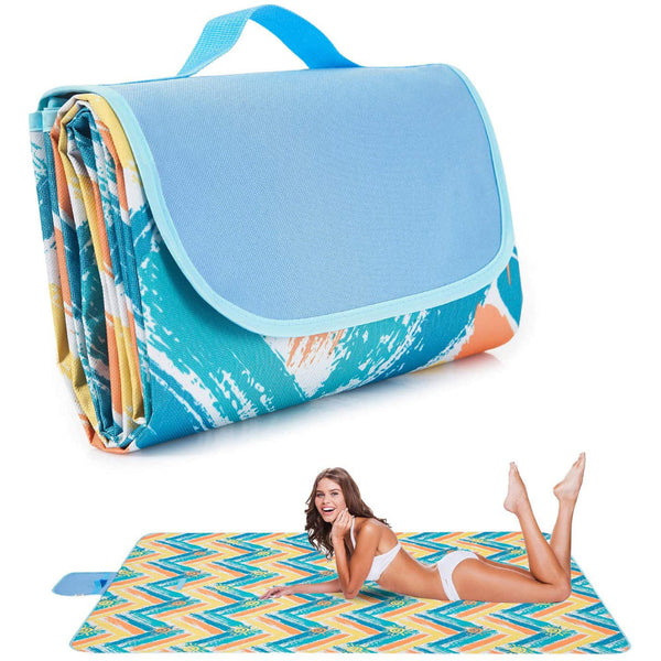 145X180cm Stripes Stitching Premium Picnic Mat Extra Thick Waterproof Oxford Cloth Camping Blanket Picnic Accessories