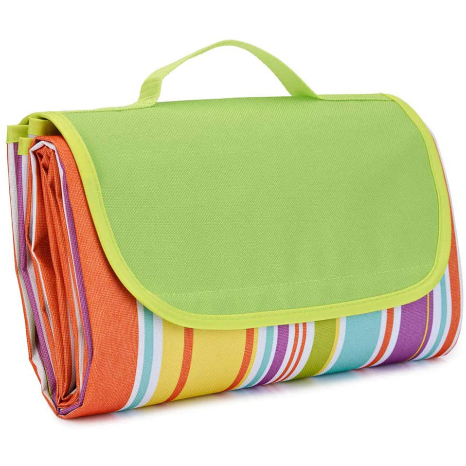 Green Stripes Stitching Premium Picnic Mat Extra Thick & Waterproof Oxford Cloth Camping Blanket 145X200cm Blankets