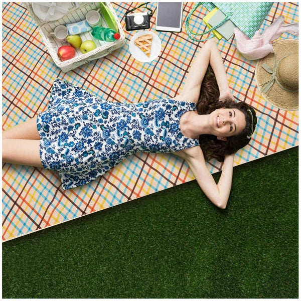 Blue Stripes Stitching Premium Picnic Mat Extra Thick & Waterproof Oxford Cloth Camping Blanket 145X200cm Picnic Accessories