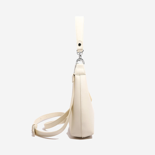 Elosung Off White Womens Trendy Pu Leather Shoulder Bag Fashionable Underarm Hobo With Adjustable Strap Women's Bags & Handbags