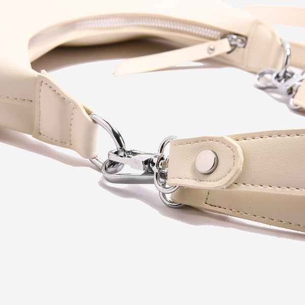 Elosung Off White Womens Trendy Pu Leather Shoulder Bag Fashionable Underarm Hobo With Adjustable Strap Women's Bags & Handbags