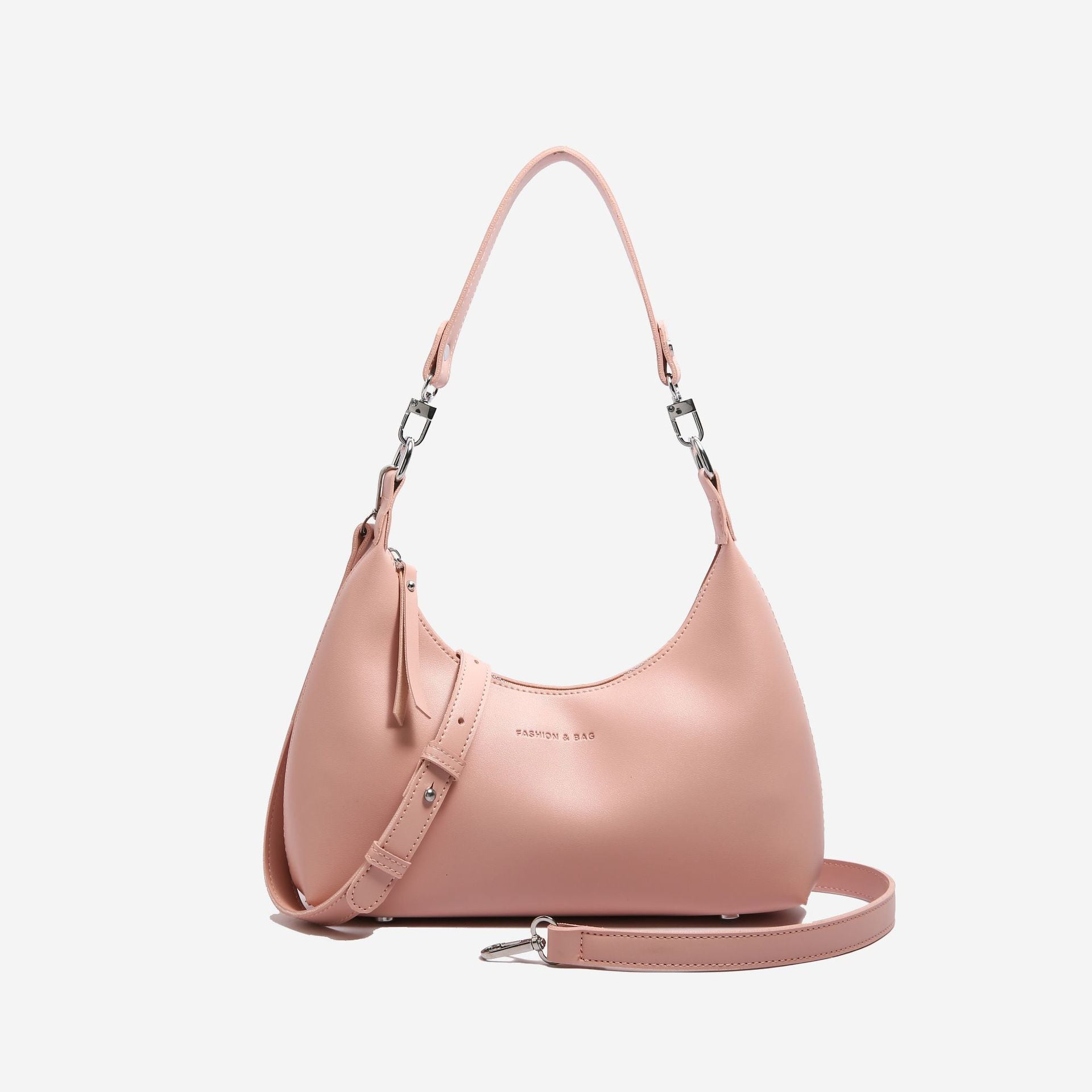 Elosung Pink Womens Trendy Pu Leather Shoulder Bag Fashionable Underarm Hobo With Adjustable Strap Women's Bags & Handbags