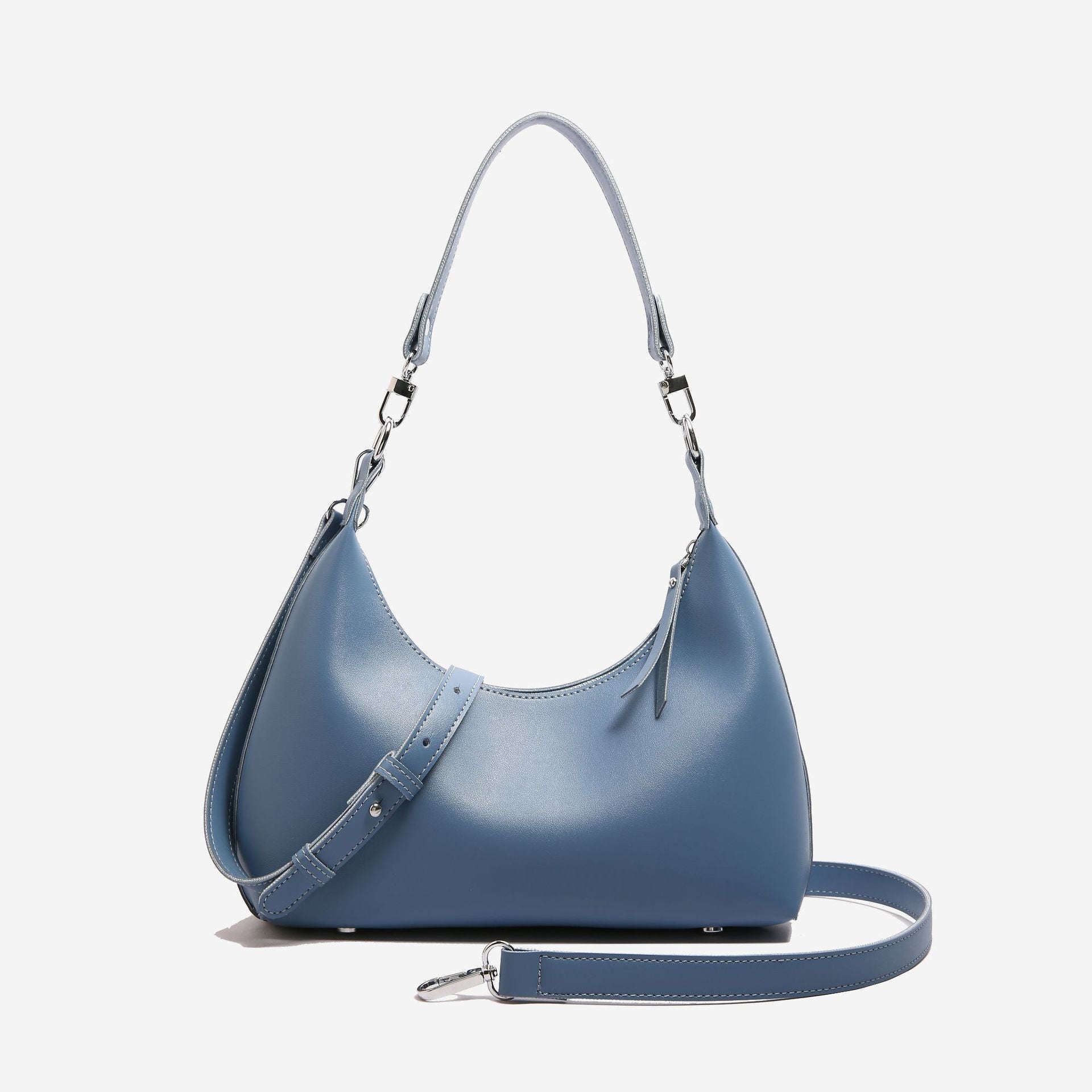 Elosung Blue Women's Trendy Pu Leather Shoulder Bag Fashionable Underarm Hobo With Adjustable Strap Women's Bags & Handbags