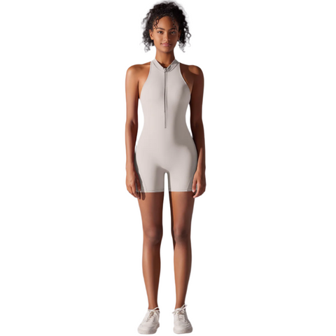 Size M White Gray High Impact Seamless Bodysuit Nude Feel Yoga Fitness Romper Bodysuits