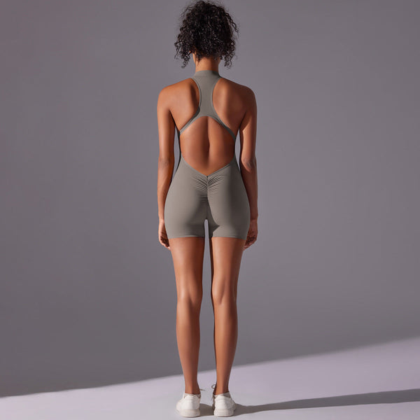 Grey High Impact Seamless Bodysuit Nude Feel Yoga Fitness Romper Activewear Tops