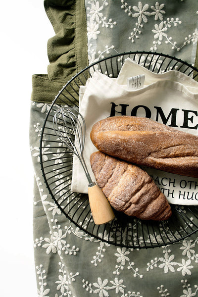 Blue Ruffled Kitchen Apron With Floral Lace Comfortable For Baking And Crafting Aprons