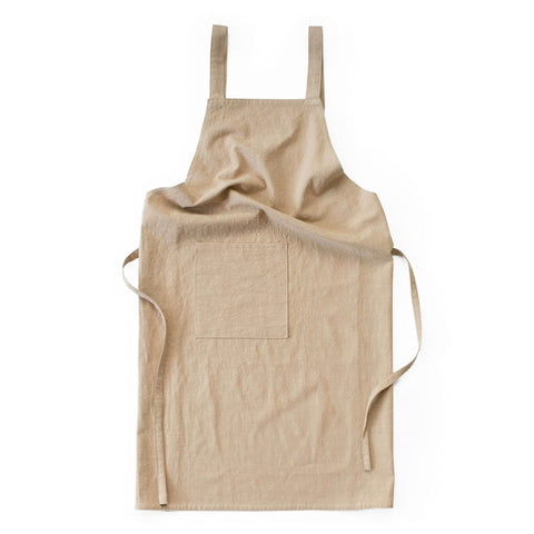 Khaki Cotton Linen H Back Apron Solid Color Kitchen Cooking With Pocket Aprons