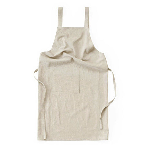 Off White Cotton Linen H Back Apron Solid Color Kitchen Cooking With Pocket Aprons
