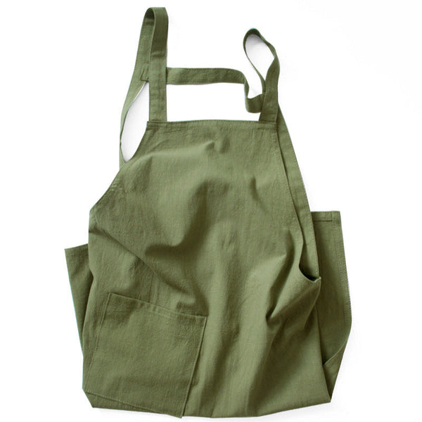 Black Cotton Linen Back Apron Solid Color Kitchen Cooking With Pocket Aprons