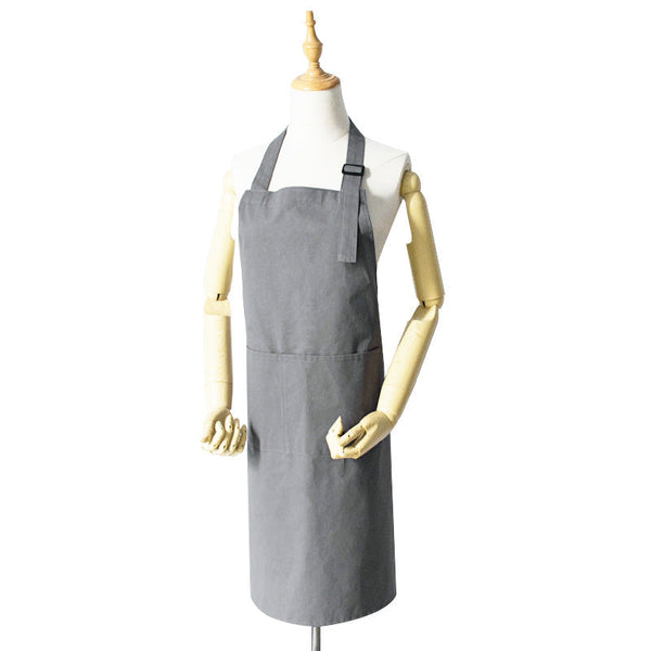 Grey Waterproof & Oil Proof Apron Adjustable Kitchen With Pockets Aprons