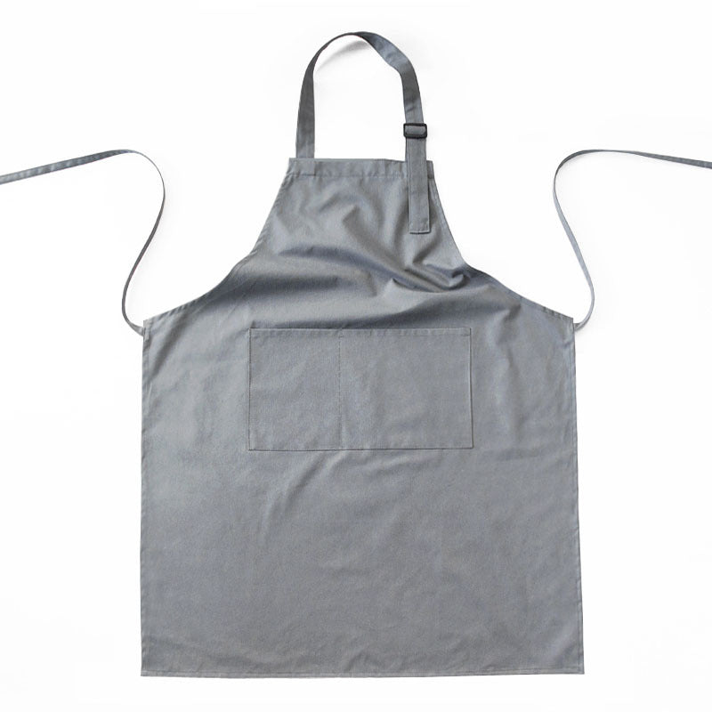 Grey Waterproof & Oil Proof Apron Adjustable Kitchen With Pockets Aprons