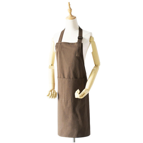 Brown Waterproof Oil Proof Apron Kitchen With Pockets Aprons