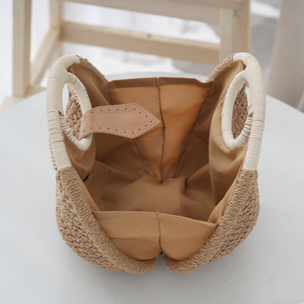 Boho Circle Straw Bag Stylish Woven Tote With Round Handles Women's Bags & Handbags