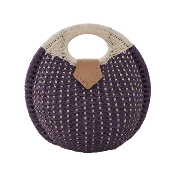 Boho Circle Straw Bag Stylish Woven Tote With Round Handles Women's Bags & Handbags