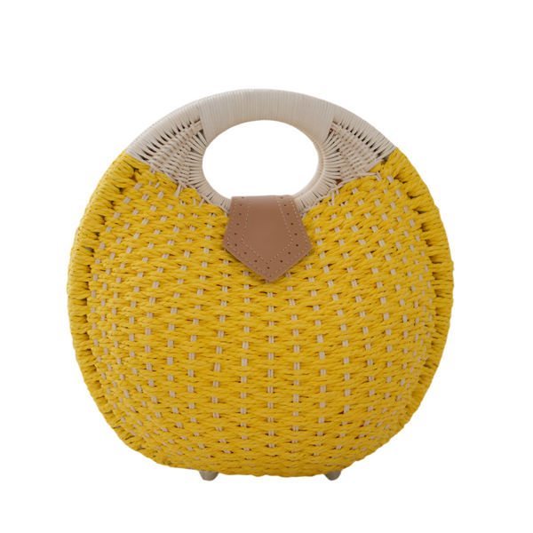 Boho Circle Straw Bag Stylish Woven Tote With Round Handles Women's Bags & Handbags