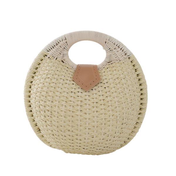 Boho Circle Straw Bag Stylish Woven Tote With Round Handles Women's Bags & Handbags