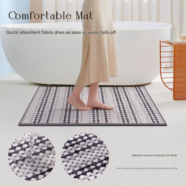 Grey Safe & Dry Bathroom Mat Non Slip Absorbent Rug 40X60cm Bath Mats Rugs & Toilet Covers