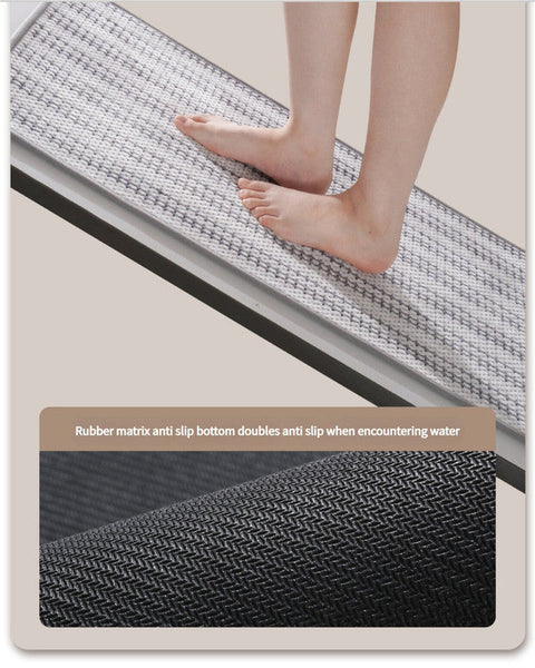 Black Safe & Dry Bathroom Mat Non Slip Absorbent Rug 50X80cm Bath Mats Rugs & Toilet Covers