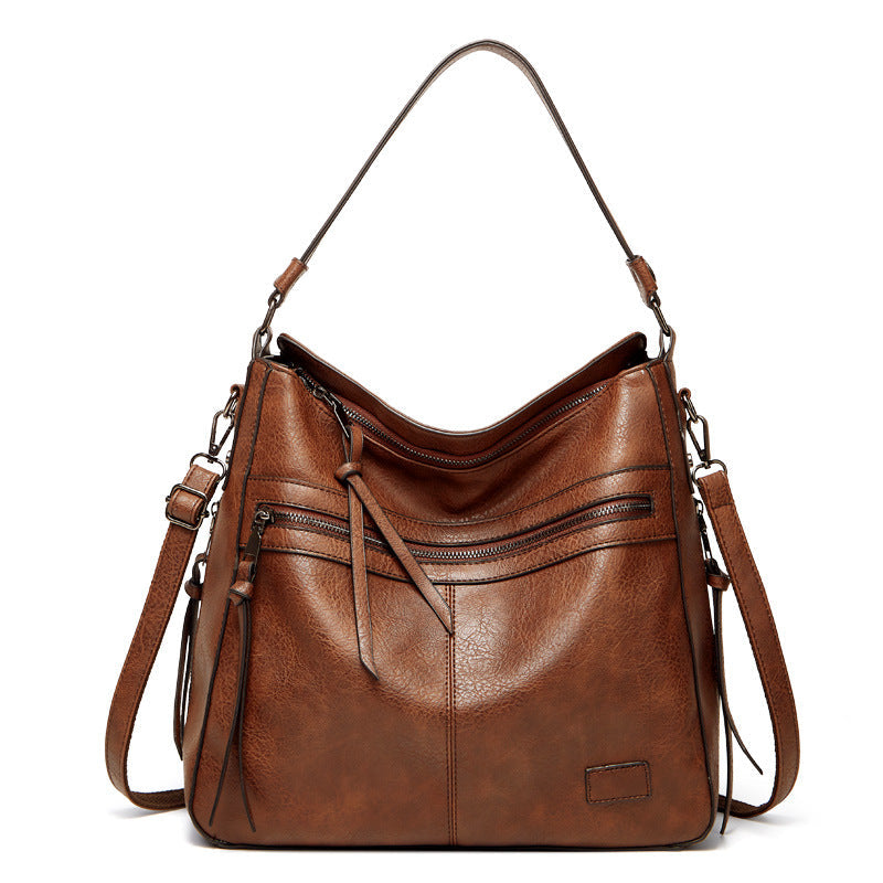 Brown Spacious Stylish Pu Leather Tote Bag Versatile Shoulder Crossbody Women's Bags & Handbags