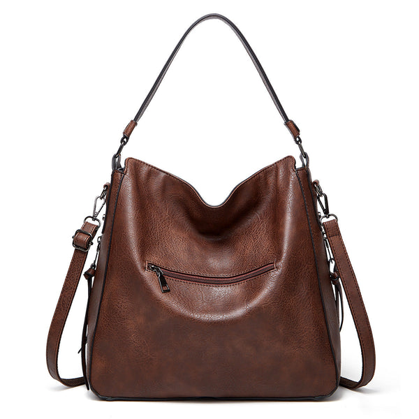 Brown Spacious Stylish Pu Leather Tote Bag Versatile Shoulder Crossbody Women's Bags & Handbags